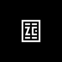 logo initial zc avec style de forme carrée rectangulaire vecteur