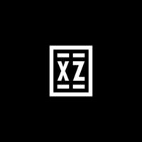 logo initial xz avec style de forme rectangulaire carrée vecteur