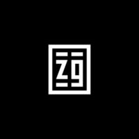 logo initial zg avec style de forme carrée rectangulaire vecteur