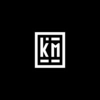 logo initial km avec style de forme rectangulaire carrée vecteur