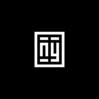ny logo initial avec un style de forme carrée rectangulaire vecteur