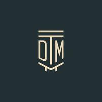 monogramme initial dm avec des conceptions de logo de pilier d'art en ligne simples vecteur