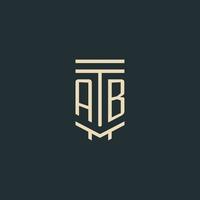 ab monogramme initial avec des conceptions de logo de pilier d'art en ligne simple vecteur