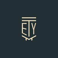 monogramme initial ey avec des conceptions de logo de pilier d'art en ligne simples vecteur