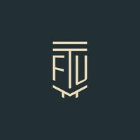 monogramme initial fu avec des conceptions de logo de pilier d'art en ligne simples vecteur