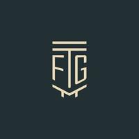 fg monogramme initial avec des conceptions de logo de pilier d'art en ligne simple vecteur