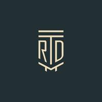 rd monogramme initial avec des conceptions de logo de pilier d'art en ligne simple vecteur