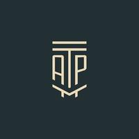 ap monogramme initial avec des conceptions de logo de pilier d'art en ligne simple vecteur