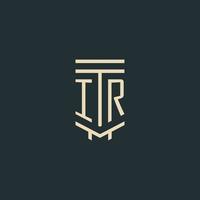 ir monogramme initial avec des conceptions de logo de pilier d'art en ligne simples vecteur