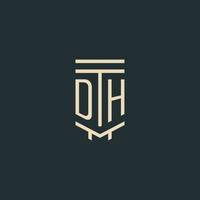 dh monogramme initial avec des conceptions de logo de pilier d'art en ligne simple vecteur