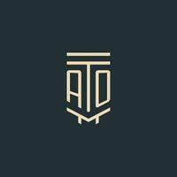 ao monogramme initial avec des conceptions de logo de pilier d'art en ligne simples vecteur