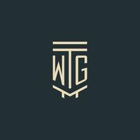 wg monogramme initial avec des conceptions de logo de pilier d'art en ligne simple vecteur