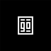 go logo initial avec un style de forme carrée rectangulaire vecteur