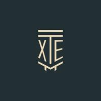 xe monogramme initial avec des conceptions de logo de pilier d'art en ligne simples vecteur