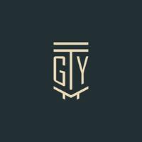 monogramme initial gy avec des conceptions de logo de pilier d'art en ligne simples vecteur