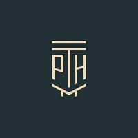 monogramme initial ph avec des conceptions de logo de pilier d'art en ligne simple vecteur