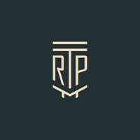 monogramme initial rp avec des conceptions de logo de pilier d'art en ligne simples vecteur