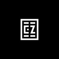 logo initial cz avec style de forme carrée rectangulaire vecteur