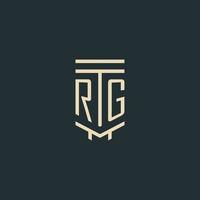 monogramme initial rg avec des conceptions de logo de pilier d'art en ligne simples vecteur