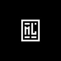 ml logo initial avec style de forme rectangulaire carrée vecteur