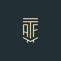 monogramme initial af avec des conceptions de logo de pilier d'art en ligne simples vecteur