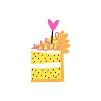 gâteau d'anniversaire dessiné à la main dans un style plat. illustration vectorielle vecteur