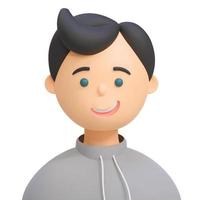 avatar de jeune homme souriant heureux. Portrait 3d d'un homme, personnage de dessin animé, personnes. illustration vectorielle isolée sur fond blanc vecteur