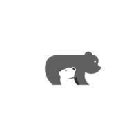 icône de logo ours noir gris simple avec espace négatif de bébé ours