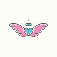 ailes simples et uniques, amour et couronne d'ange sur la ligne d'image graphique icône logo design concept abstrait vecteur stock. peut être utilisé comme symbole lié à la garde ou aux enfants
