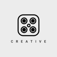 modèle vectoriel de conception de logo de photographie avec 4 icônes d'objectif de caméra