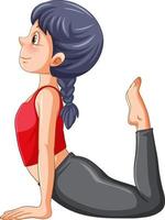 une fille faisant du yoga personnage de dessin animé vecteur