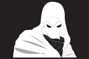 illustration vectorielle d'un assassin en robe blanche et d'un scraft pour une équipe sportive ou un groupe isolé sur fond noir vecteur