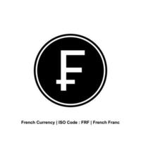 monnaie française, symbole d'icône d'argent france. franc français, frf. illustration vectorielle vecteur