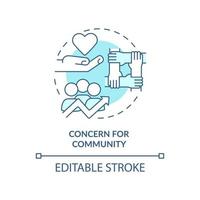 préoccupation pour l'icône de concept turquoise communautaire. illustration de la ligne mince de l'idée abstraite du principe coopératif. durabilité. dessin de contour isolé. trait modifiable. vecteur