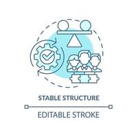 icône de concept turquoise de structure stable. la société coopérative bénéficie de l'illustration de la ligne mince de l'idée abstraite. la stabilité. dessin de contour isolé. trait modifiable. vecteur