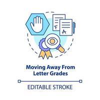 s'éloigner de l'icône de concept de notes de lettre. remplacer l'évaluation. tendance dans l'illustration de la ligne mince de l'idée abstraite de l'éducation. dessin de contour isolé. trait modifiable. vecteur