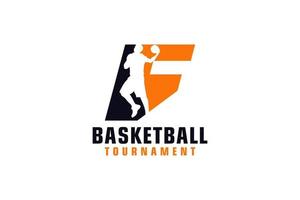 lettre f avec création de logo de basket-ball. éléments de modèle de conception de vecteur pour l'équipe sportive ou l'identité d'entreprise.