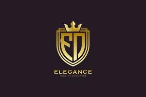 logo monogramme de luxe élégant initial fn ou modèle de badge avec volutes et couronne royale - parfait pour les projets de marque de luxe vecteur