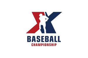 lettre x avec création de logo de baseball. éléments de modèle de conception de vecteur pour l'équipe sportive ou l'identité d'entreprise.