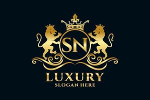 modèle de logo de luxe royal lion lettre initiale sn dans l'art vectoriel pour des projets de marque luxueux et d'autres illustrations vectorielles.