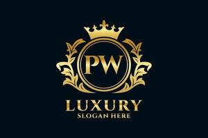 modèle de logo de luxe royal lettre pw initial dans l'art vectoriel pour les projets de marque luxueux et autres illustrations vectorielles.
