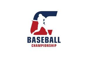 lettre c avec création de logo de baseball. éléments de modèle de conception de vecteur pour l'équipe sportive ou l'identité d'entreprise.