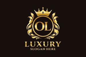 modèle de logo de luxe royal lettre initiale ol dans l'art vectoriel pour les projets de marque luxueux et autres illustrations vectorielles.