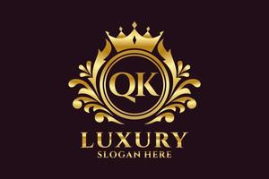 modèle initial de logo de luxe royal de lettre qk dans l'art vectoriel pour des projets de marque luxueux et d'autres illustrations vectorielles.