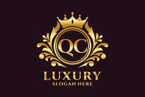 modèle de logo de luxe royal lettre qc initial dans l'art vectoriel pour les projets de marque luxueux et autres illustrations vectorielles.