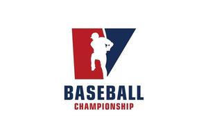lettre v avec création de logo de baseball. éléments de modèle de conception de vecteur pour l'équipe sportive ou l'identité d'entreprise.
