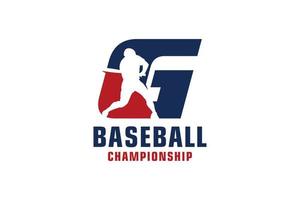 lettre g avec création de logo de baseball. éléments de modèle de conception de vecteur pour l'équipe sportive ou l'identité d'entreprise.