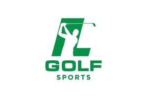logo d'icône de lettre alphabet l pour modèle vectoriel de conception de logo de golf, étiquette vectorielle de golf, logo de championnat de golf, illustration, icône créative, concept de conception