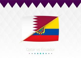 équipe nationale de football du qatar contre l'équateur. match de football 2022 contre icône. vecteur