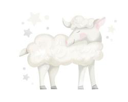 petit agneau mignon pour baby shower. illustration vectorielle aquarelle de moutons colorés pour la conception d'anniversaire enfant. croquis dessiné à la main dans des couleurs pastel vecteur